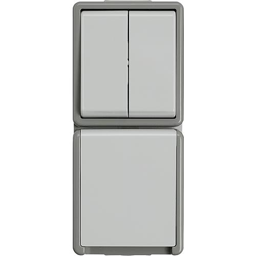 Schuko-Steckdose/Schalter 2-fach senkrecht