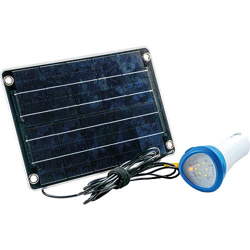 Solar Akku Beleuchtungs und Strom Set Mobile One Blue, Taschenlampe mit integriertem Energiespeicher