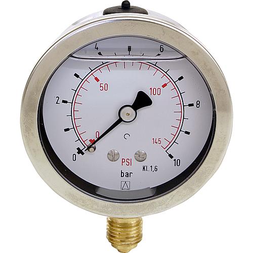 Glyzerin-Rohrfeder-Manometer ø 63 mm, DN 8 (1/4") radial