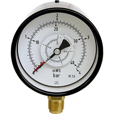 Differenzdruck-Manometer ø 100 mm, 2x DN 15 (1/2") radial