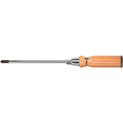 Pozidriv-Schraubendreher Serie Holz mit Lederkappe, Black Point Spitze, Klinge rund