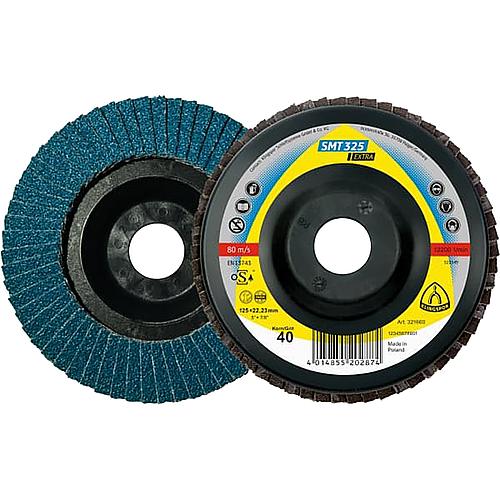 Lamellenschleifteller SMT 325 EXTRA, gewölbt 12°, für Edelstahl, Stahl