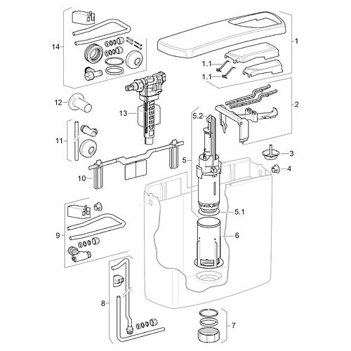 Ersatzteile für Aufputzspülkasten AP 140 (Start/Stop Taste)