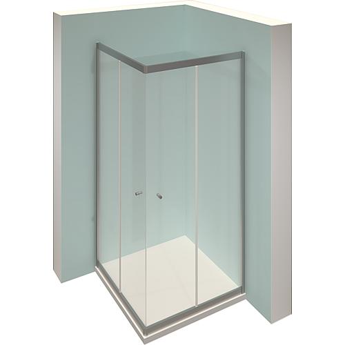 Eckduschkabine Alpha 2, 2 Schiebetüren und 2 Glas-Fixteile