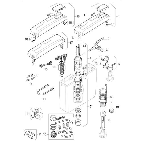 Ersatzteile für Aufputzspülkasten AP 127 (Start/Stop Taste)