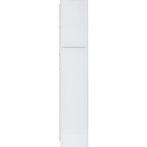 WC-Edelstahl-Einbaucontainer, geschlossen 950, flächenbündige Montage, 2 Glastüren, weiß