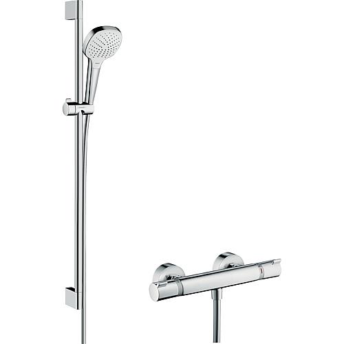 Brause-Set mit Ecostat Comfort Thermostat, Croma Select E Vario und Unica Croma Brausestange
