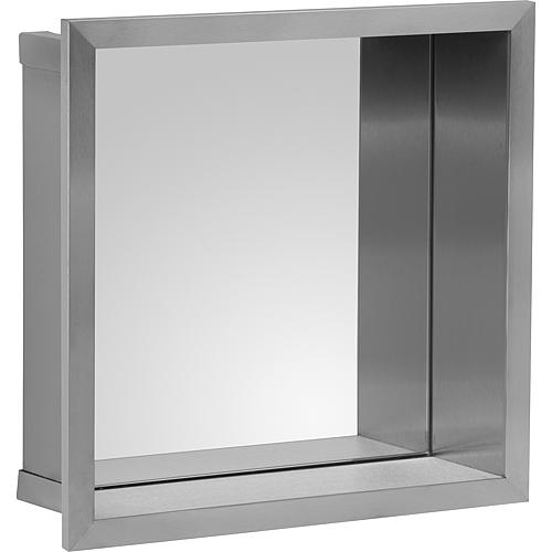Edelstahl-Wandeinbaunische, offen 300, Spiegelrückwand