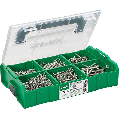 Schraubensortiment, Senkkopf, Torx® (T-STAR Plus), + 3 Bits in Mini L-BOXX®, Voll- und Teilgewinde, 700 Stück