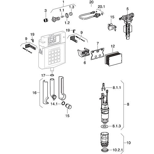 Ersatzteile für Sigma Unterputzspülkasten 12 cm (UP320) Baujahr ab 2008