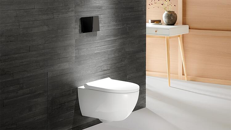 Combi-Pack Geberit Acanto Wand-Tiefspül-WC, weiß, spülrandlos WC-Sitz Softclose, QuickRelease, TurboFlush, KeraTect