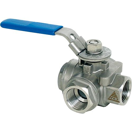 3-Wegemuffenkugelhahn aus Edelstahl Werkstoff 1.4408 PN 64 1" Typ A 730 TT