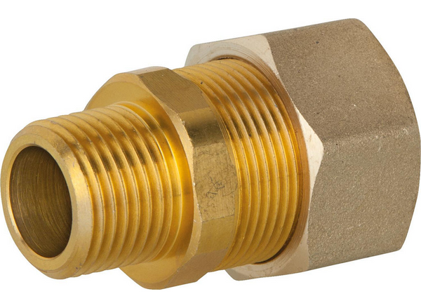 Verschraubung für Spiralrohr DN25 x 1"AG, Messing, mit Graphit Hochtemepraturdichtung