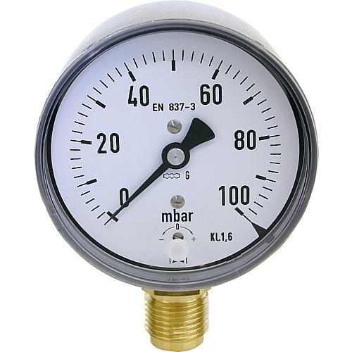 Kapselfeder-Manometer Edelstahl ø 80 mm, DN 15 (1/2") radial