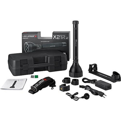 LED-Akku-Taschenlampe X21R Li-Ion, IPX4, Aluminiumgehäuse mit Wandhalterung