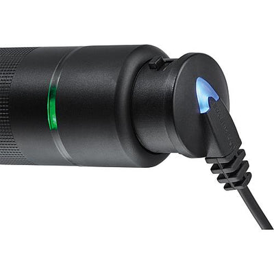 LED-Akku-Taschenlampe X21R Li-Ion, IPX4, Aluminiumgehäuse mit Wandhalterung