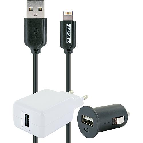 Lade-Set 12 V/230 V, Typ Apple Lightning