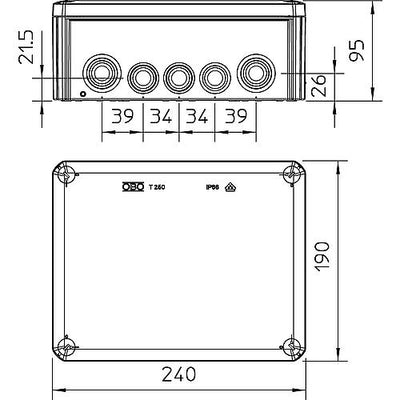Kabelabzweigkasten Thermoplast, T-Serie, mit Einsteckdichtungen, Typ T 250