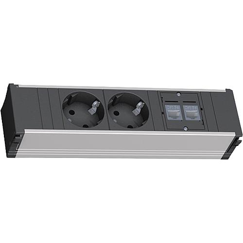 Einbausteckdose Coni 3-fach, Strom + 2xCAT5e