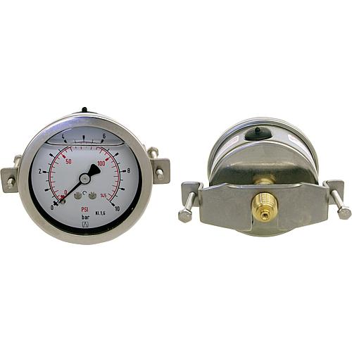 Glyzerin-Rohrfeder-Manometer, ø 63 mm, DN 8 (1/4") axial, mit Dreikantfrontring