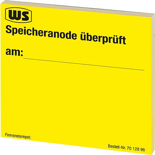 Wartungsaufkleber "Speicheranode geprüft"