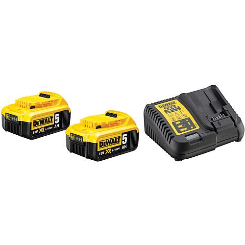 Akku-Set 18 V, 2 x 5,0 Ah Li-Ion Akkus + 1 x Ladegerät