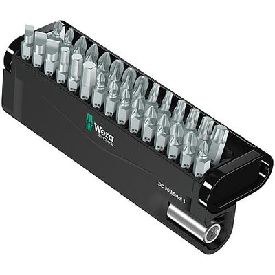 Bit-Set Schlitz, Phillips, Pozidriv, Torx®, Sechskant, inkl. Universal-Halter 1/4" x 50 mm, 30-teilig