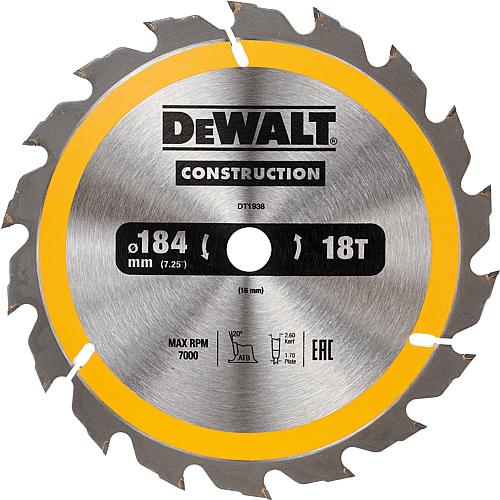 Kreissägeblatt DeWalt Construction, ø 184 x 2,6 x 16 mm