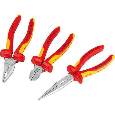 Zangen-Set KNIPEX 3-teilig, Seitenschneider, Flachrundzange und Kombizange, VDE