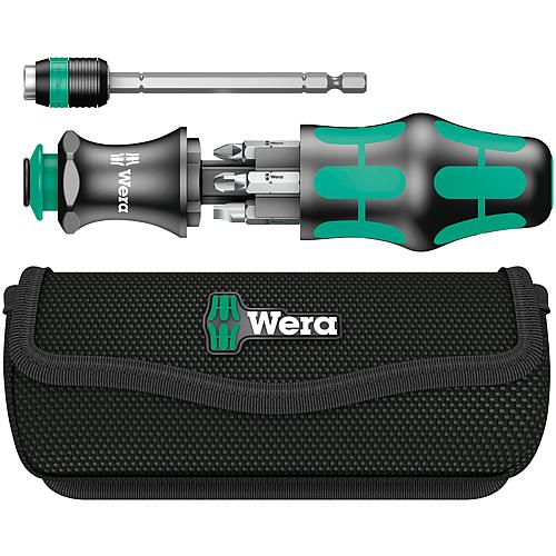 Schraubendreher-Set WERA, Schnellwechselfutter, Bitsmagazin, Schlitz-, Kreuzschlitz, 7-teilig