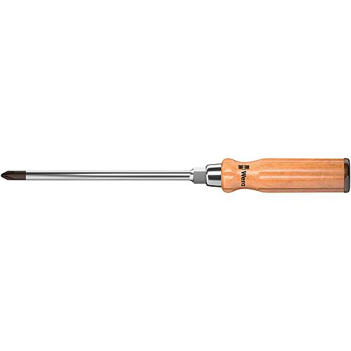 Phillips Schraubendreher Serie Holz mit Lederkappe, Black Point Spitze, Klinge rund