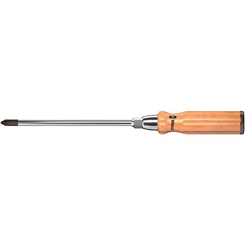 Phillips Schraubendreher Serie Holz mit Lederkappe, Black Point Spitze, Klinge rund