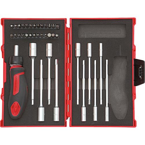 Werkzeug-Satz T-Griff mit Knarre 1/4", 37-teilig