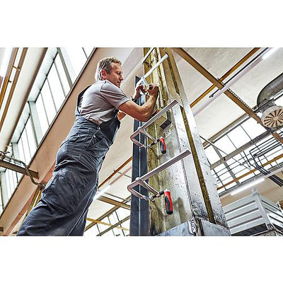 Ganzstahl-Schraubzwinge mit 2-Komponenten-Kunststoffgriff und Klappfunktion