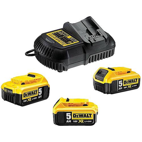 Akku-Set 18 V, 3 x 5,0 Ah Li-Ion Akku + 1 x Ladegerät
