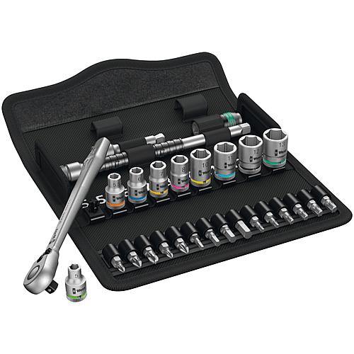 Knarren-Satz Zyklop, 1/4", 28-teilig, Knarre mit Umschalthebel