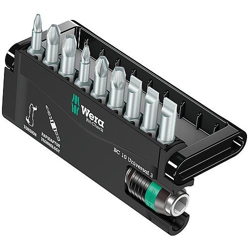 Bit-Set Schlitz, Phillips, Pozidriv TZ, inkl. Rapidaptor K Universal-Halter 1/4" x 50 mm, 10-teilig