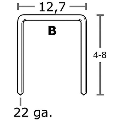 Tackerklammern SENCO, Rückenbreite (mm): 12,70, Breite (mm): 0,75, Stärke (mm): 0,54, Meißelspitze, Normal harter Stahldraht, verz