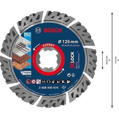 Diamant-Trennscheibe Expert X-LOCK für Beton, armierten Beton, Porenbeton, Mauerwerk, Dachziegel, Trockenschnitt