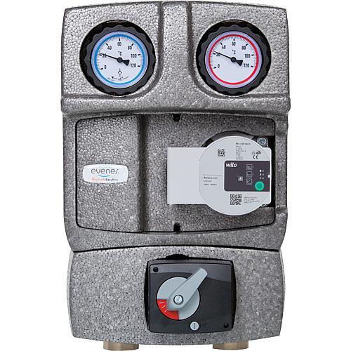 Heizkreisset Easyflow DN25 R1" mit Überströmventil und EPP-Isolierung Typ 6 mit 4-Wege-Mischer