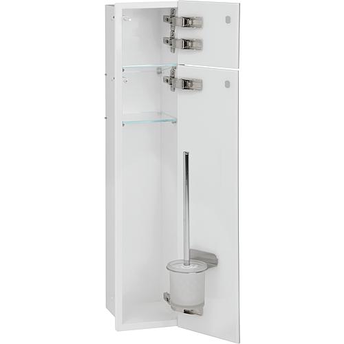 WC-Edelstahl-Einbaucontainer, geschlossen 800, 2 Glastüren, weiß