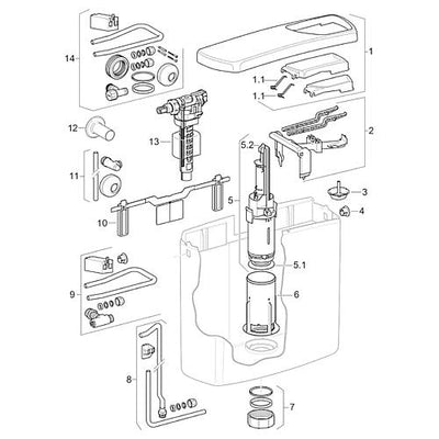 Ersatzteile für Aufputzspülkasten AP 140 (Start/Stop Taste)