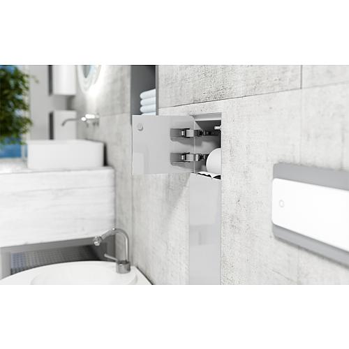 WC-Edelstahl-Einbaucontainer, geschlossen 800, flächenbündige Montage, 2 Glastüren, weiß