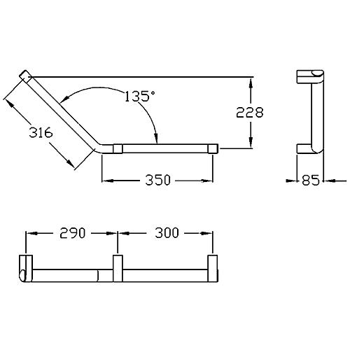 Winkelgriff 135° Cavere