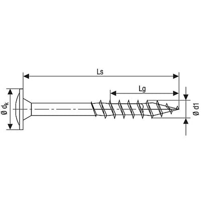 SPAX® Holzbauschraube, Gewinde-ø d1: 10,0 mm, Kopf-ø: 25,0 mm, Standardverpackung, 4CUT-Fräser