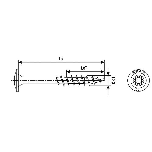 SPAX® Holzbauschraube, Gewinde-ø d1: 6,0 mm, Kopf-ø: 11,6 mm, Standardverpackung