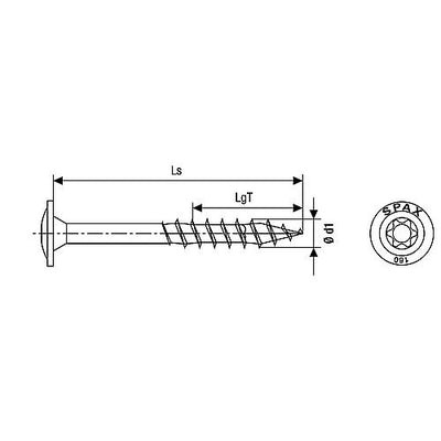 SPAX® Holzbauschraube, Gewinde-ø d1: 6,0 mm, Kopf-ø: 11,6 mm, Standardverpackung