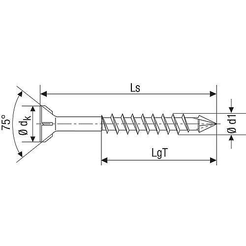 SPAX® MDF Schraube, Gewinde-ø d1: 4,5 mm, Kopf-ø: 8,0 mm, Standardverpackung