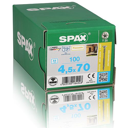 SPAX® Linsenkopfschraube, Fixiergewinde Edelstahl A2, T-STAR plus, Fräsrippen, 4CUT-Spitze, gleitbeschichtet