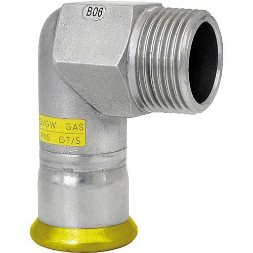 Edelstahl-Pressfitting Gas Übergangswinkel 90° (AG)